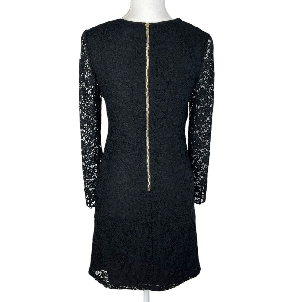 Juicy Couture Black Lace Shift Dress Long Sleeves Teardrop Cutout Size 2 - Picture 2 of 7